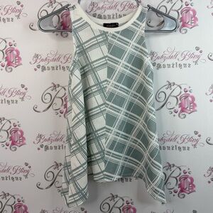 Blush tank top fairy ham stripes Women's Green and White Plaid Tank Top